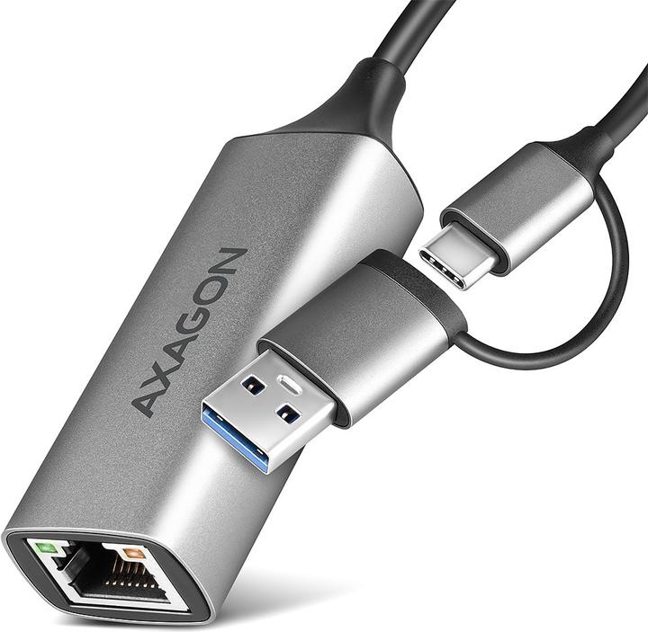 Productafbeelding Axagon ADE-TXCA, USB-C + USB-A 3.2 Gen 1 - Gigabit Ethernet s????ov?? karta, Asix AX88179, automatisch (USB-C, USB, RJ45/LAN (1x))