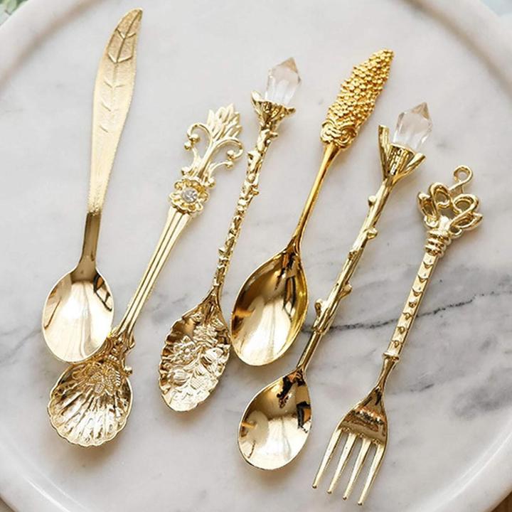 Actual product image JTI Dessert spoon and dessert fork, 6 pieces - Gold (6 Piece, Cutlery set)