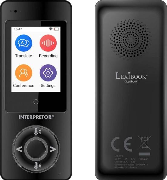 Lexibook Interpretor Sofortiger Sprachübersetzer mit künstlicher Intelligenz - 45 Sprachen