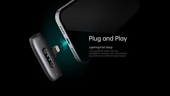 Image du produit Hohem MIC 01 Microphone Lavalier sans fil, TYPE C (2TX+1RX) Noir (Smartphone)