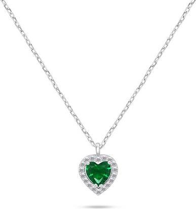Brilio Silver - Silver Heart Necklace with Black Zircon NCL158WBC