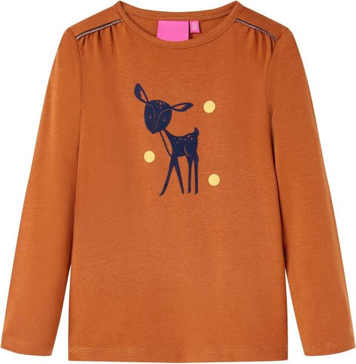 Actual product image VidaXL Children's long-sleeved shirt Cognac 104,Material: 95 % cotton. 5 (104)