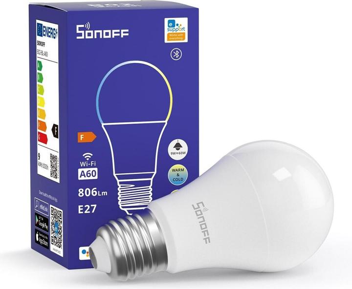Produktbild Sonoff Smart LED Wifi bulb B02-BL-A60 (E27, 9 W, 806 lm, 1 x, F)