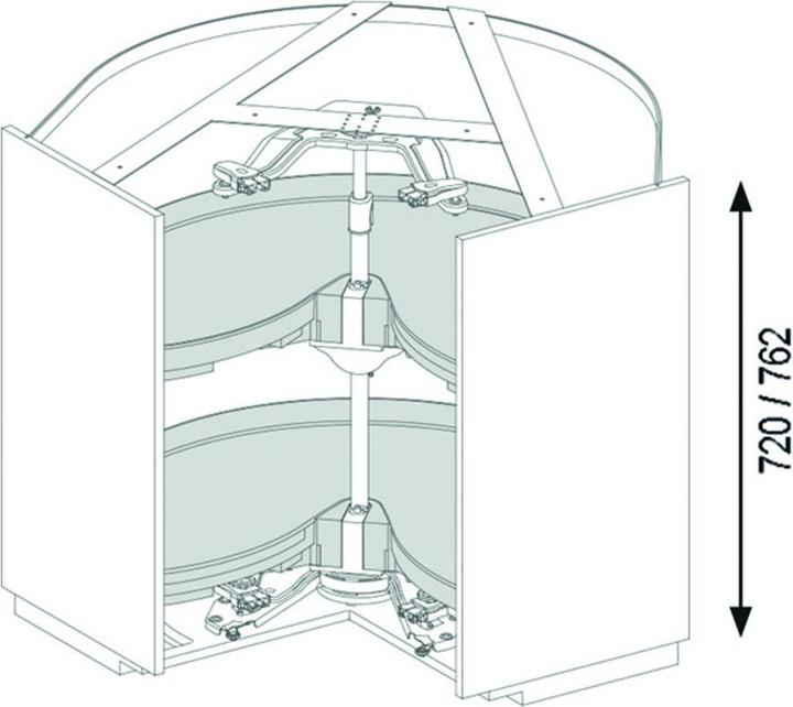 Image du produit Ninka Carrousel d'élément d'angle à porte pliante MONDO pour meubles d'angles 90°, avec 2 étagères E (1 pcs)