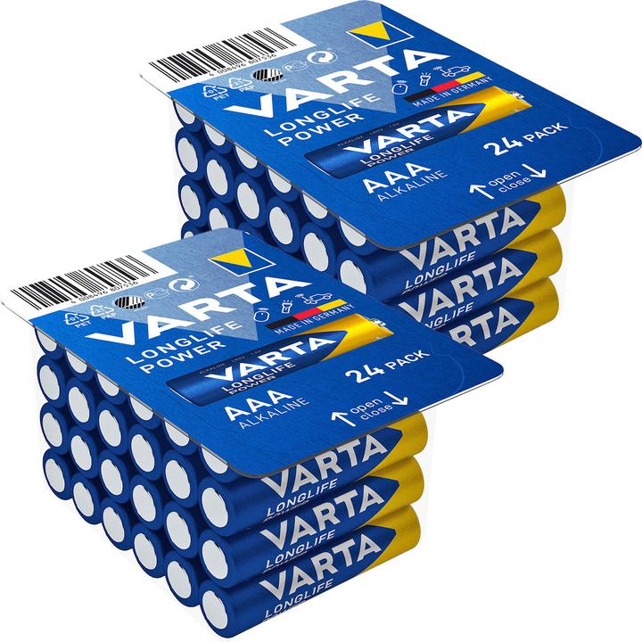 Produktbild Varta 2er-Set Longlife Power Alkaline-Batterien Typ AAA / Micro, 1,5 Volt, 2x 24er-Pack (24 Stk., AAA)