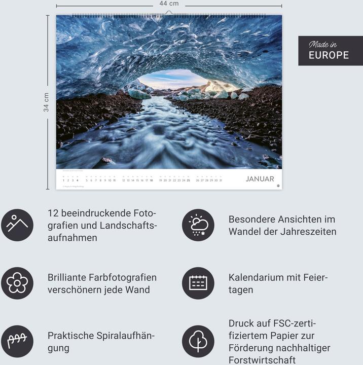 Actual product image Orte der Kraft Posterkalender 2026 (44 x 34 cm, Hardcover, German)
