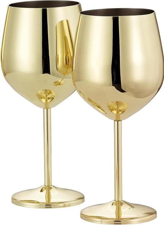 Produktbild Oak & Steel Edelstahl Weingläser Gold 2er-Set (50 cl, 2 Gläser, Weingläser Set)