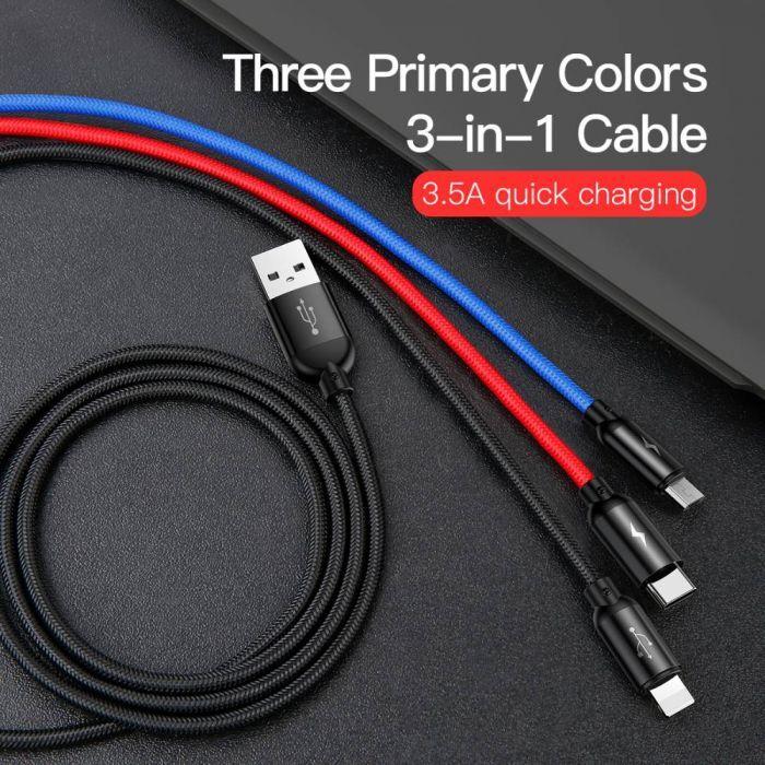 Image du produit Baseus Trois couleurs primaires 3 en 1 (1.20 m, USB 2.0)