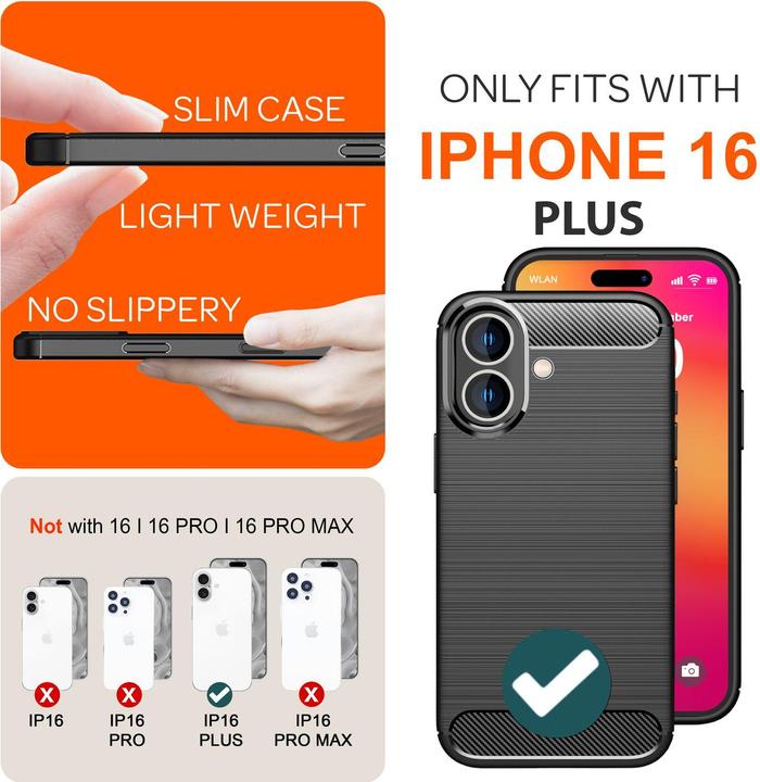 Produktbild Nalia Carbon-Look Silikon Hülle (Apple iPhone 16 Plus)