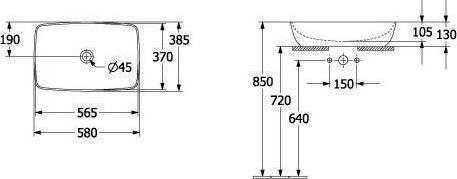 Produktbild Villeroy & Boch Aufsatzwaschbecken Artis 58 cm eckig weiss/powder 417258BCT0 (380 mm, 580 mm)