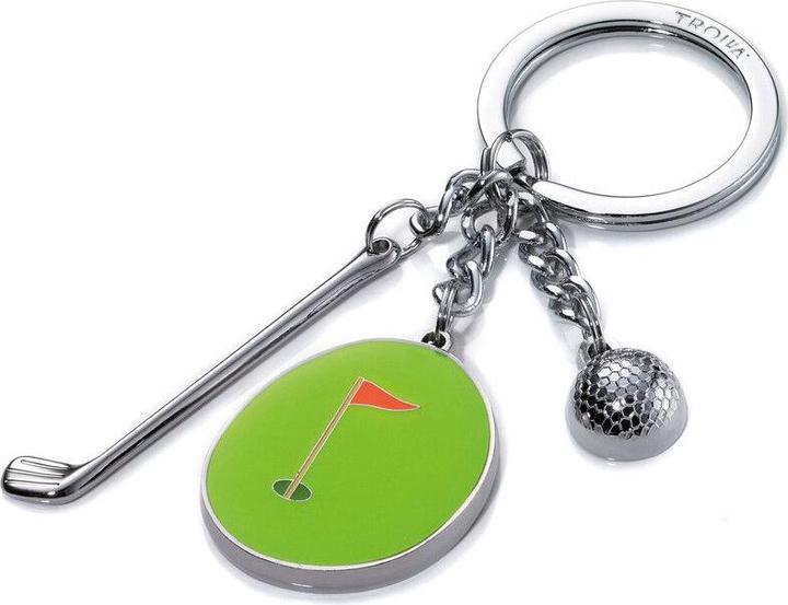 Troika HOLE IN ONE Schlüsselanhänger mit 3 Golf-Anhängern, glänzend grau/grün
