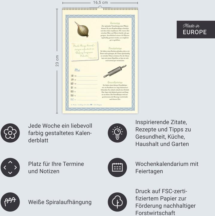 Produktbild Harenberg Was Grossmutter noch wusste Wochenkalender 2026 - mit Tipps für Haushalt, Gesundheit und Garte (Deutsch)