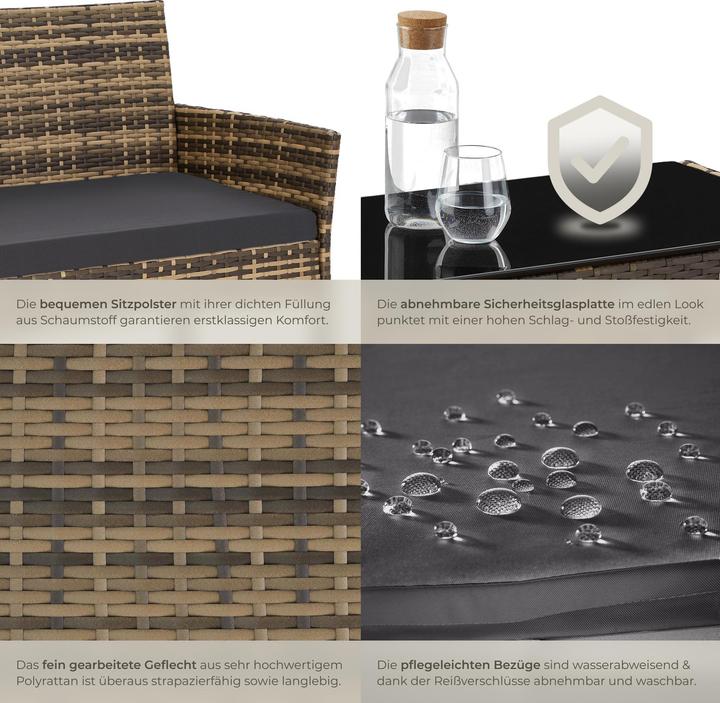 Actual product image tectake Rattan garden set Palese for 4 people