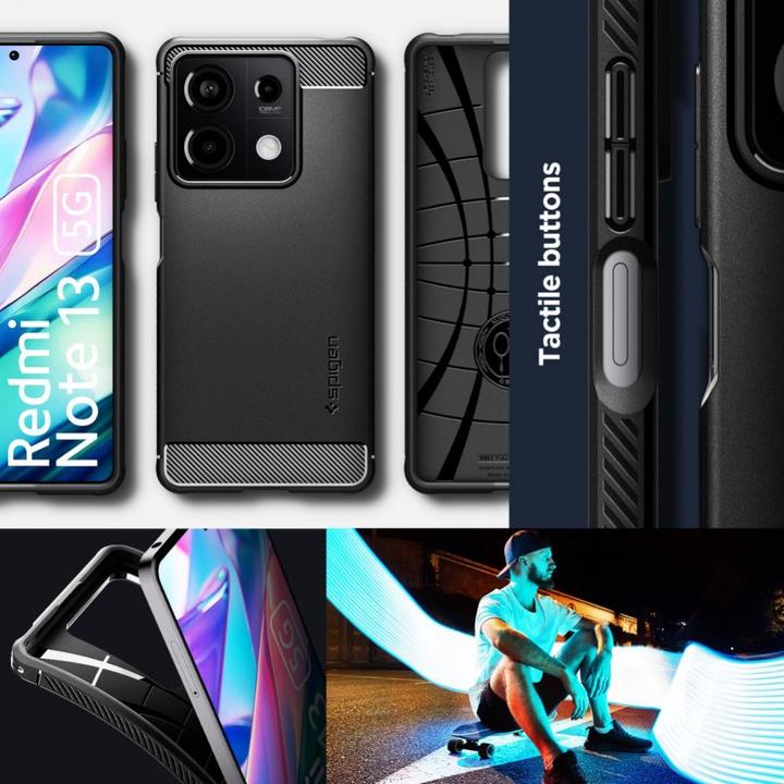 Actual product image Spigen Rugged Armor case for Xiaomi Redmi Note 13 5G - matte black (Xiaomi Redmi Note 13 5G)