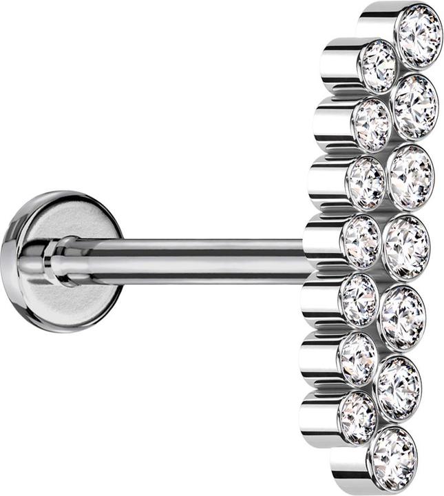 Produktbild Star Piercing Micro Labret Innengewinde silber doppelreihe gerade Kristalle silber (ohne Messing, Titan G23)