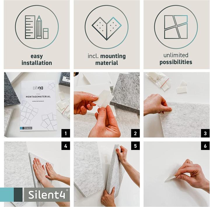 Actual product image Silent4 Sound absorber wall set Little16, light grey (16 pcs.)