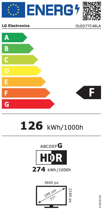 Energie-Label LG OLED77C48LA (77", C4, OLED, 4K, 2024)