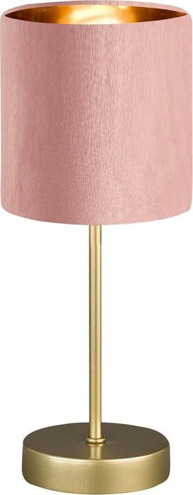 Actual product image Fischer & Honsel Honsel Aura table lamp E14 fabric shade rosé velvet, gold-coloured gold 50493
