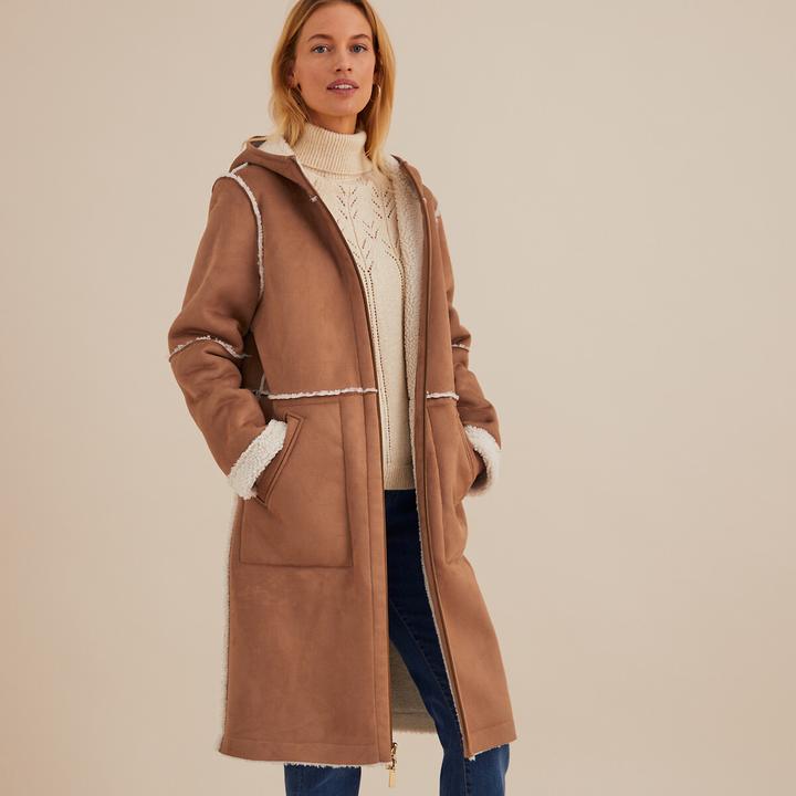 Produktbild Anne Weyburn Kapuzenmantel aus Lammfell-Imitat (50)