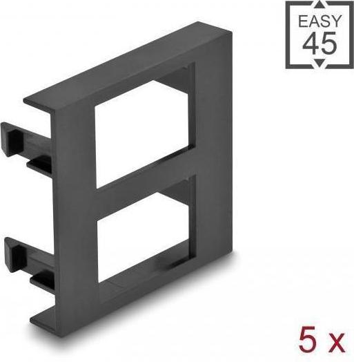 Immagine prodotto Delock Copertura del modulo Easy 45 2 x ritaglio rettangolare 17 x 24,3 mm, 45 x 45 mm 5 pezzi nero (Montaggio a parete)