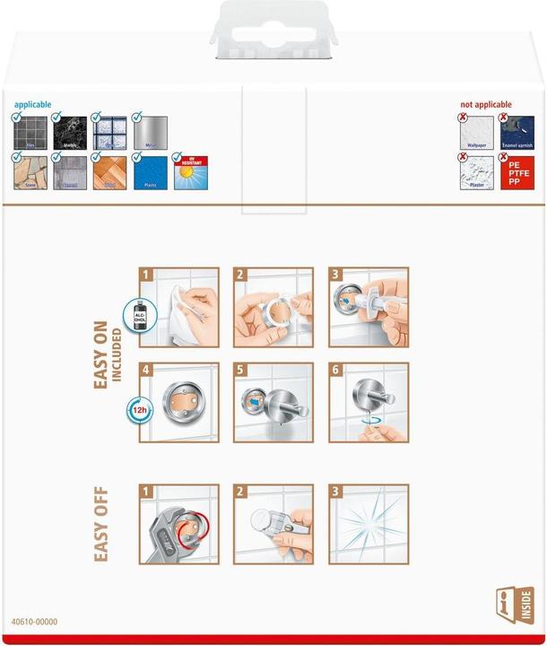 Actual product image tesa VISIOON vanity mirror with 3x magnification - Mirror for wall mounting without drilling, silver