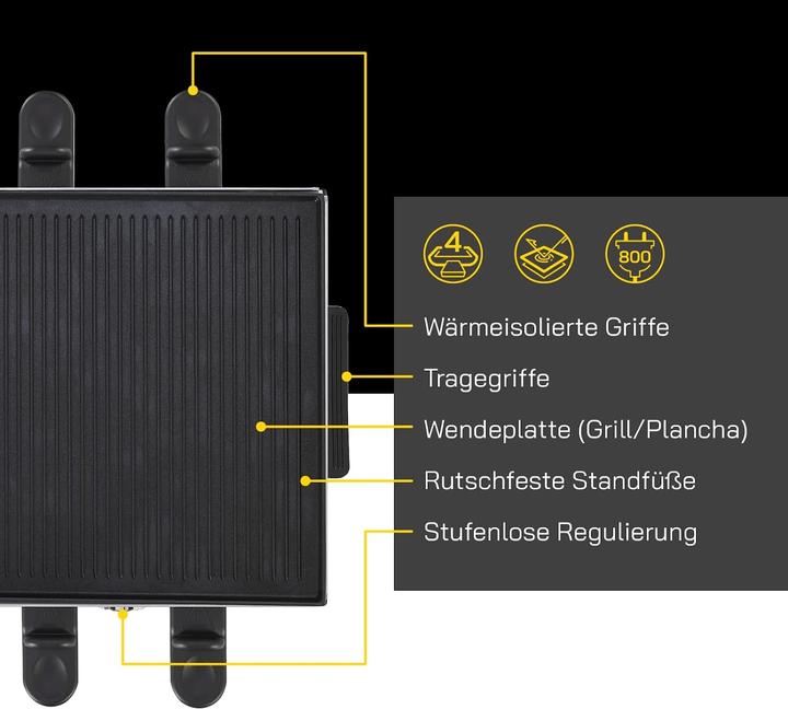 Produktbild Gutfels 4-Pfännchen-Raclette RACLETTE 4010 Für bis zu 4 Personen Antihaftbeschichtung Wendeplatte S
