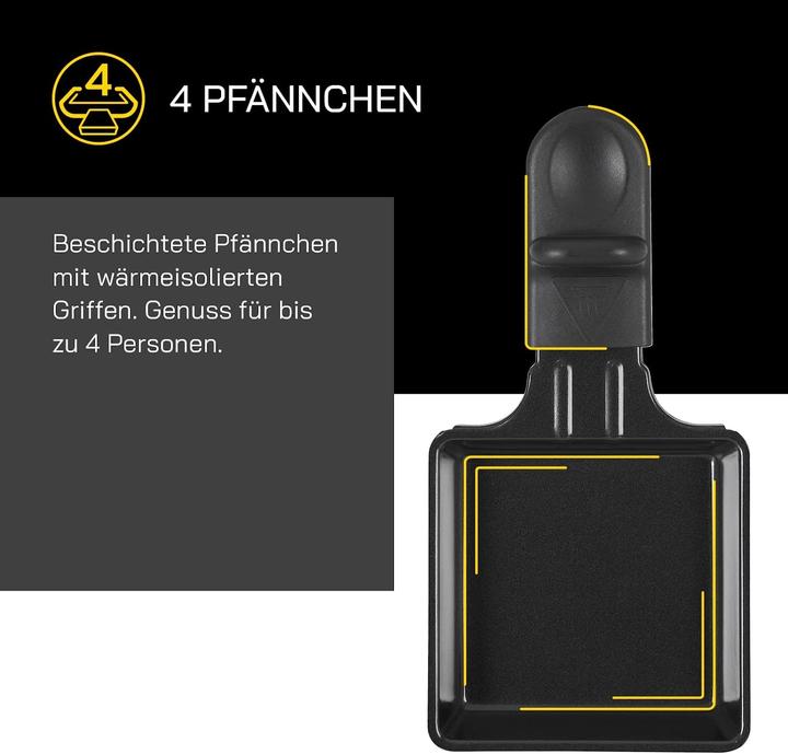 Produktbild Gutfels 4-Pfännchen-Raclette RACLETTE 4010 Für bis zu 4 Personen Antihaftbeschichtung Wendeplatte S