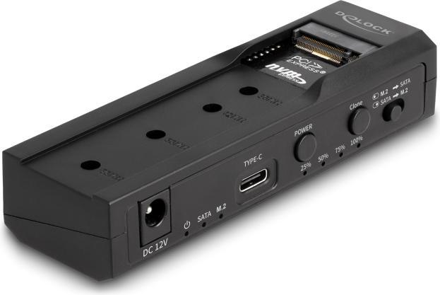 Delock USB Type-C converter for 1 x M.2 NVMe SSD + 1 x SATA SSD / HDD with clone function