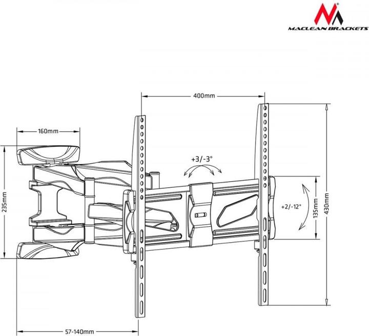 Immagine prodotto Maclean MC-781 Supporto TV (70 pollici) (Muro, 70", 45 kg)