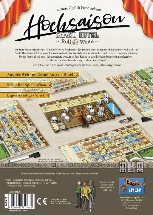 Productafbeelding Lookout LOOD0061 - Hoogseizoen: Grand Hotel Roll & Write, bordspel voor 2-4 spelers, vanaf 12 jaar (EN) (Duits)