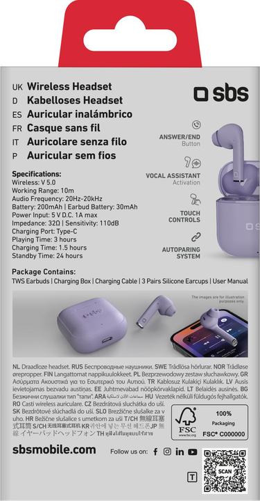 Image du produit SBS Beat Free True Wireless écouteurs stéréo avec contrôle tactile (3 h, Sans fil)