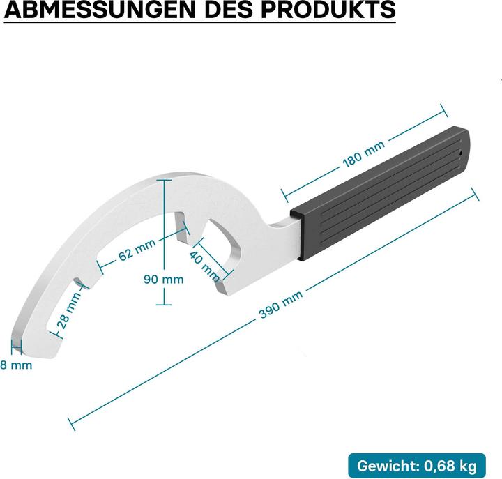Produktbild Wiltec Storz Kupplungsschlüssel A 110 B 75 C 52 Schlüssel Feuerwehr Schlauch
