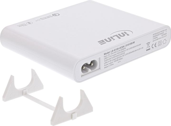 Produktbild InLine USB Netzteil, GaN Ladegerät, 4-Port, Dual USB-C + Dual USB-A, 120W, weiss (120 W)