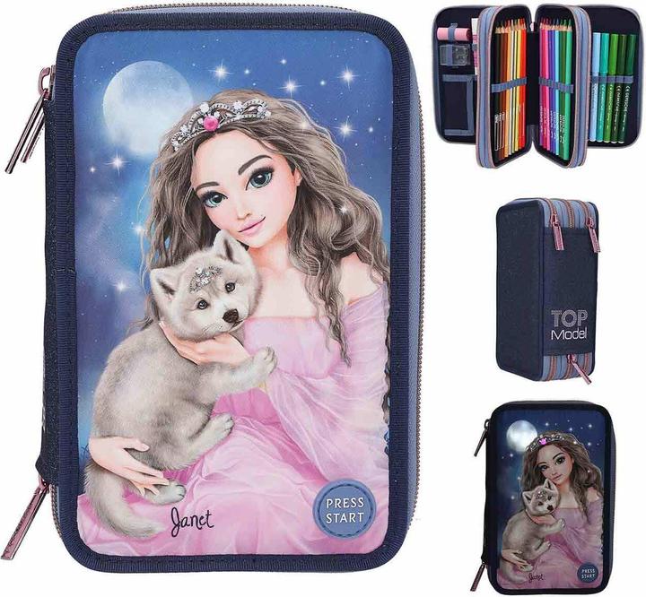 Produktbild Magni Depesche TOPModel Federtasche LED WOLF 3-Fach gefüllt 7,5x13x20cm