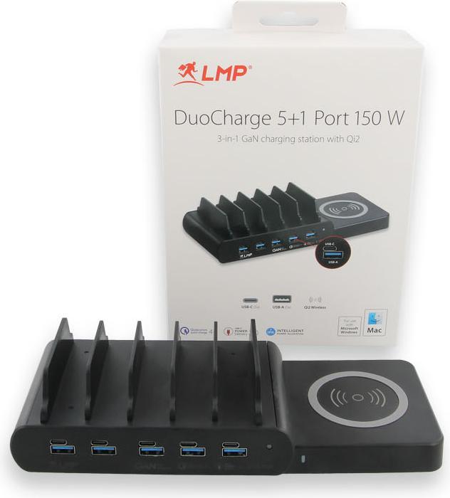 Produktbild LMP DuoCharge 5+1 Port KC, GaN charging station Qi2 (150 W)