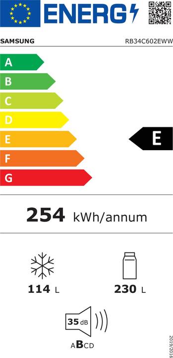 Etichetta energetica Samsung RB34C602EWW (344 l)