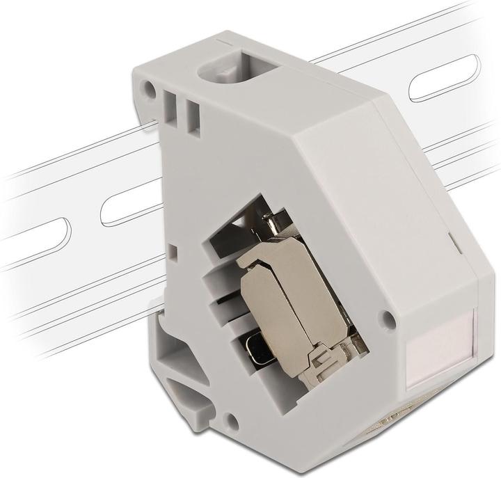 Actual product image Delock DIN rail holder with keystone module RJ45 jack Cat.6A LSA (Keystone module holder)