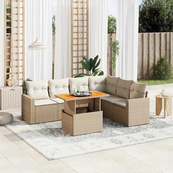Actual product image VidaXL Garden furniture Sofa set Garden set 7-piece garden set Beige