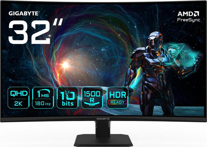 Actual product image Gigabyte Dis 32 GBT GS32QCA QHD 180Hz IPS Curved (2560 x 1440 pixels, 31.50")