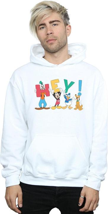 Actual product image Disney Mens Mickey Mouse Friends Hey Hoodie (XXL)