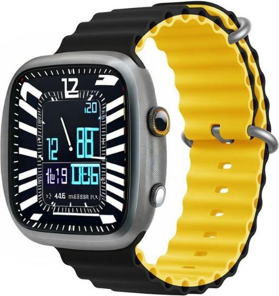Produktbild Devia Armband Deluxe Sport6 für Apple Watch 42mm/ 44mm/ 45mm/ 49mm schwarz gelb (Soft-Touch Silikon)