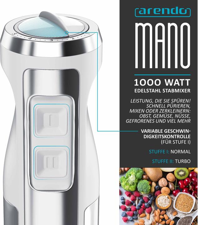 Actual product image Arendo Hand blender 1000W White, stainless steel