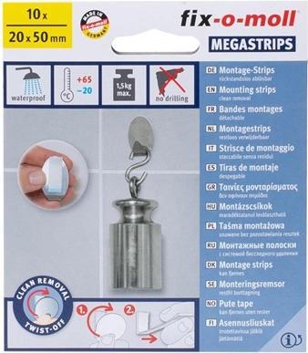 Fix-o-moll Mega-Strips weiss 2 x 5 cm (20 mm)