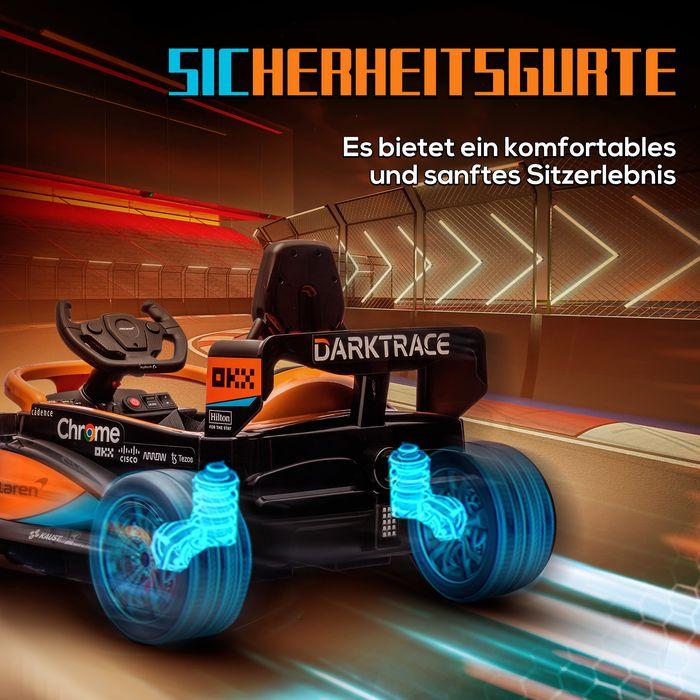 Produktbild Swisshandel24 McLaren Kinderauto, 2-Gang, 2 Motoren, Fernbedienung, MP3 USB, Federung, 3-5 Jahre, bis 30kg, Orange (12 V)