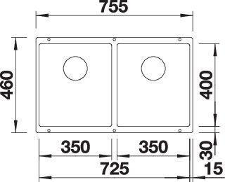 Actual product image Blanco SUBLINE 350/350-U (Undermount sink, 75.50 cm, 46 cm)