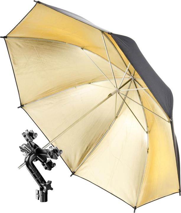 Produktbild Walimex 4f Blitzhalter inkl. SB 60, Schirm gold (Schutzfolie)