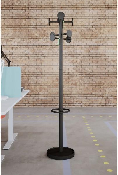 Actual product image Alba Coat rack PMSTAN3 N, 8 hooks, black with 8 black coat hooks made of plastic, with 2 abn