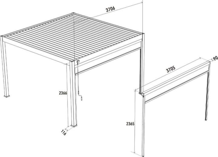 Weide Sonnenrollo für Pergola 4.00m Sand (9 cm, 370.50 cm)