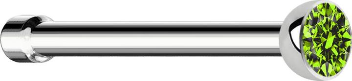 Image du produit Star Piercing Clou de nez droit argenté avec cristal vert clair (Acier chirurgical 316L, sans laiton)
