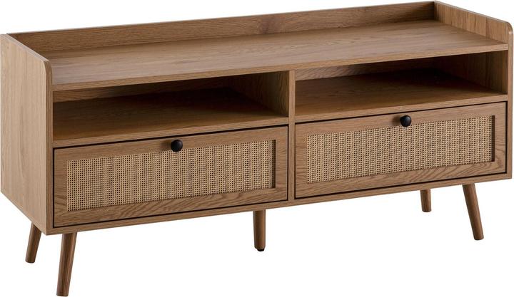 Immagine prodotto FineBuy Lowboard Fernsehkommode 120 cm TV Schrank Schublade Rattan Stauraum (120 x 39 x 56 cm)